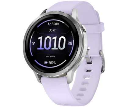Smartwatch Garmin Venu 4 Silver 41mm z fioletowym paskiem